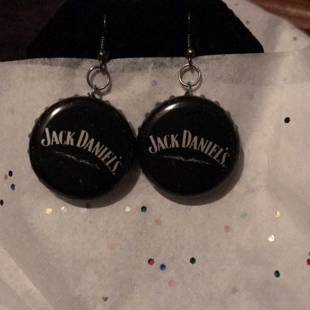Jack Daniels bottle cap earrings!!